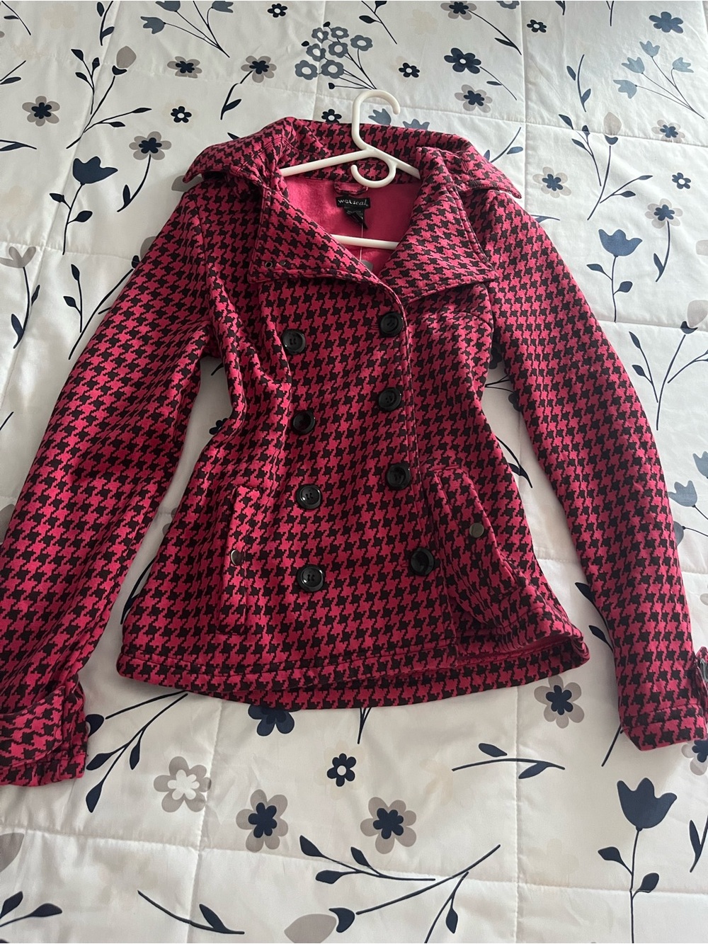 Vintage pink and black wet seal pea coat